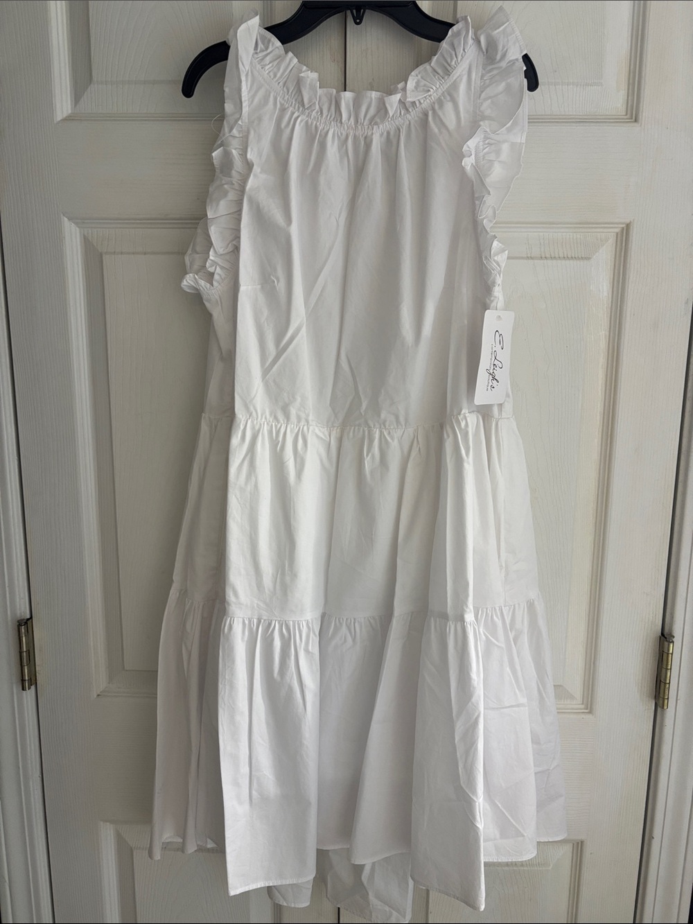 moodie White Ruffle Tiered Midi Dress